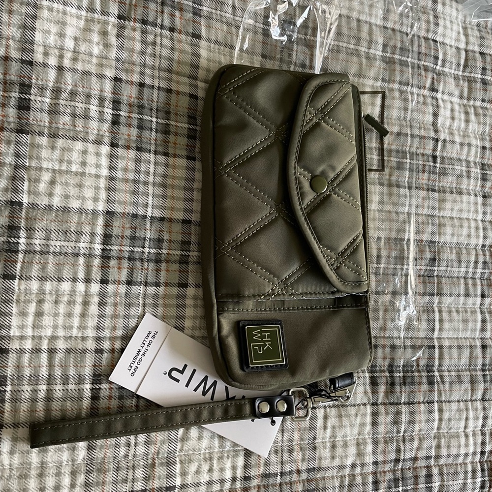Olive Green Quilted Key & Card Holder